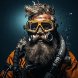 Scuba diving with a beard