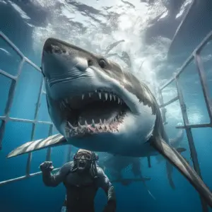 Shark cage diving,