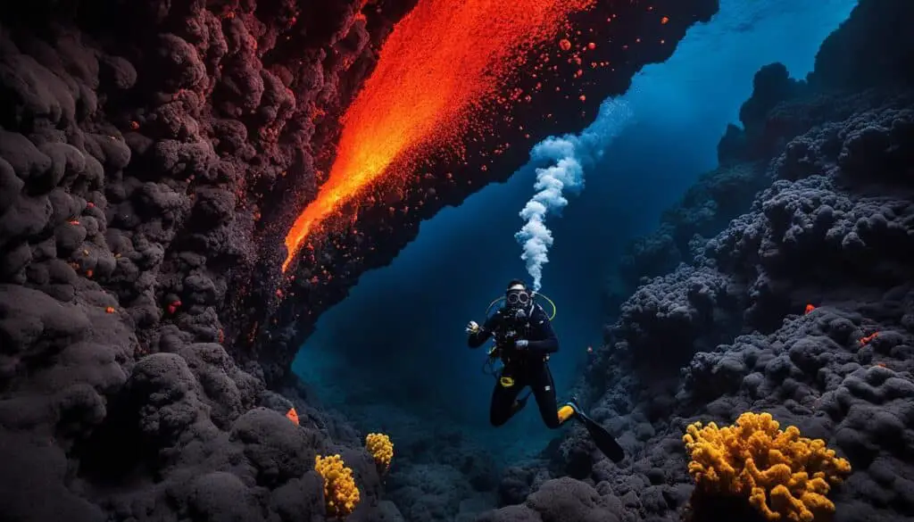 underwater volcano diving