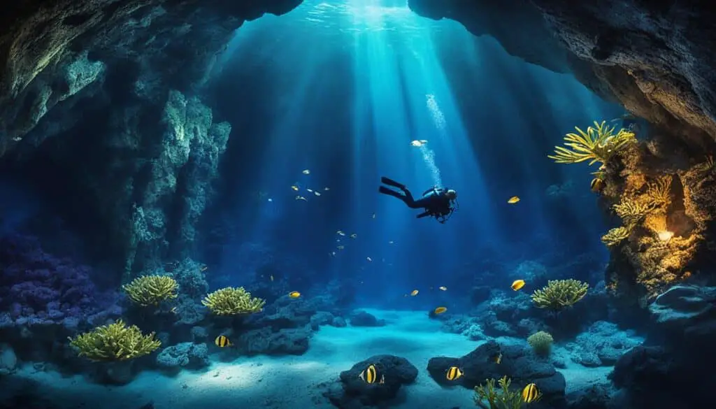 Submerged cave diving