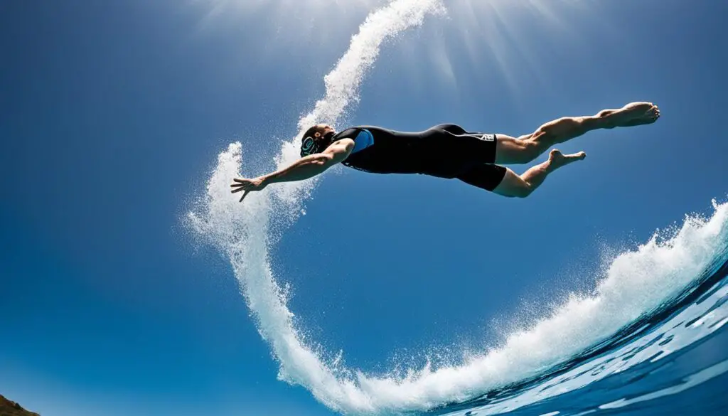 diving off a high board